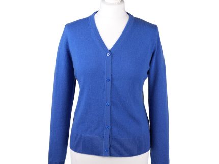 100% Cashmere Ladies V Neck Cardigan Cornflower