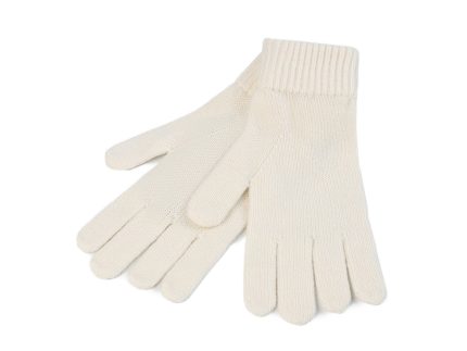 100% Cashmere Plain Ladies Glove White