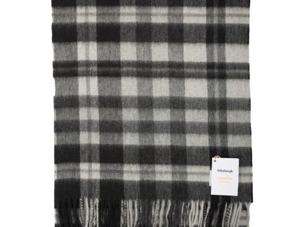 100% Cashmere Wide Tartan Scarf Mile Check - Monochrome
