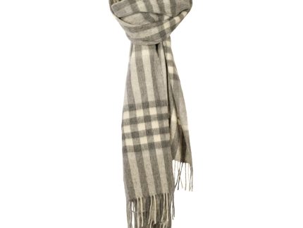 90/10 Tartan Cashmere Blanket Scarf  Grey