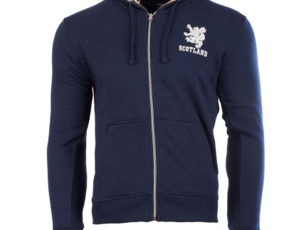 Adults Scotland Lion Zip Top With Tartan Hood Navy/Thomson Camel