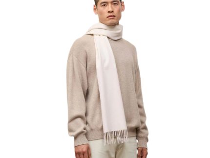 Balmoral 100% Cashmere Woven Scarf Plain White