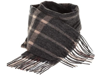 Edinburgh 100% Lambswool Scarf  Oversized Check Taupe