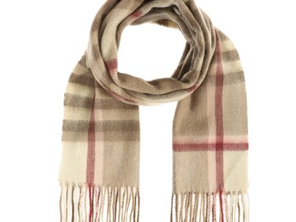 Edinburgh 100% Lambswool Scarf  Chequer Shrimp (24530)