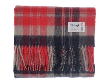Edinburgh 100% Lambswool Tartan Scarf Macdonald Coral Mix