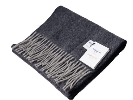 Edinburgh 100% Lambswool Tartan Scarf Light Grey Navy