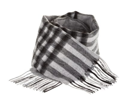 Edinburgh 100% Lambswool Scarf  Chequer Tartan Dk Grey
