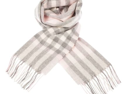 Edinburgh Cashmere Scarf  Chequer Tartan - Pink/Grey