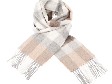 Edinburgh Cashmere Scarf  Giant Chequer - Linen/Uniform