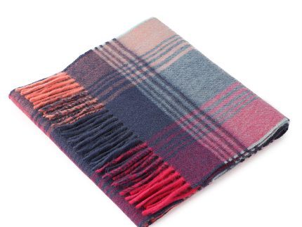 Edinburgh Cashmere Scarf  Broken Check - Orange/Pink/Denim
