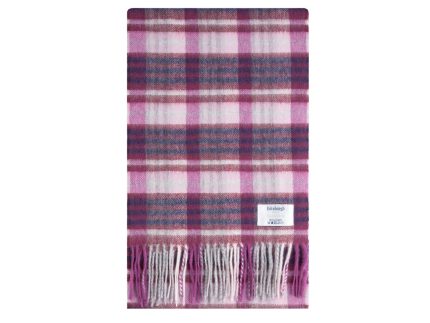 Edinburgh Cashmere Scarf Cluster Gingham Astral Raspberry