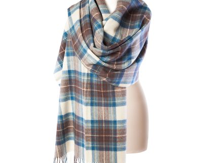 Edinburgh Lambswool Stole  Stewart Muted Blue
