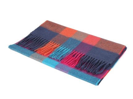 Hos 100% Lambswool Wide Scarf Galaxy Check Jazz