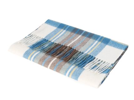 Hos 100% Lambswool Wide Scarf Stewart Muted Blue