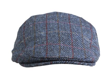 Heddle & Reed Harris Tweed Flatcap Blue Red Check