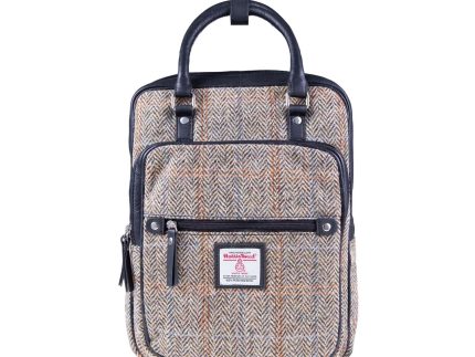 Ht Leather Large Backpack Tan & Brown Herringbone / Black