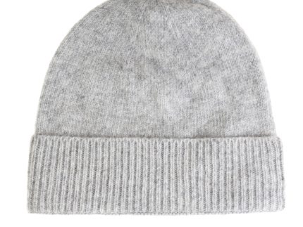Ladies Plain Lambswool Mix Beanie Light Grey