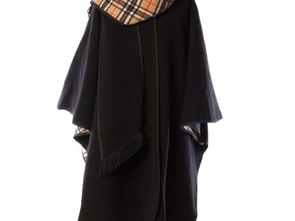 Ladies Wool Blend Reversible Cape - Black