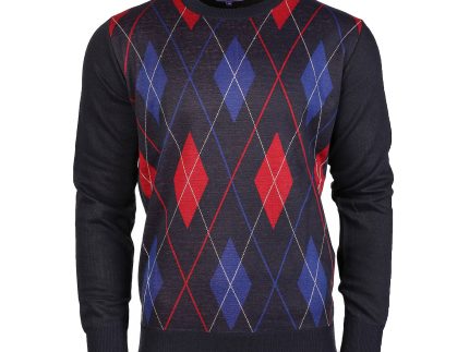 Men's Argyle Ballantrae Jumper Crew Neck Navy