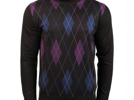 Men's Argyle Ballantrae Jumper Crew Neck Black