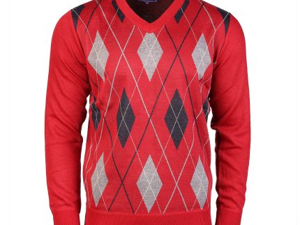 Men's Argyle Ballantrae Jumper V-Neck Red