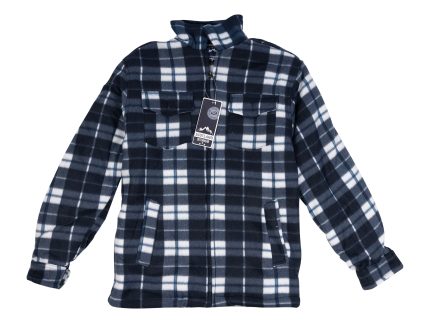 Men's Casual Tartan Sherpa Jacket Grey/White Check
