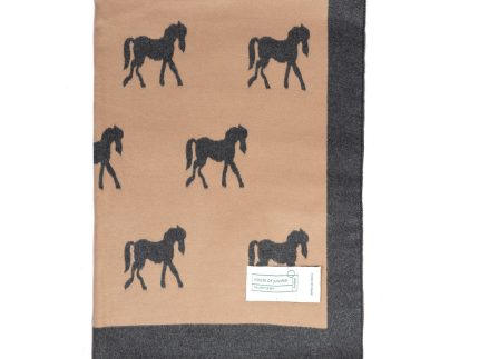 New Horse Super Soft Stole Dk Beige/Dk Grey