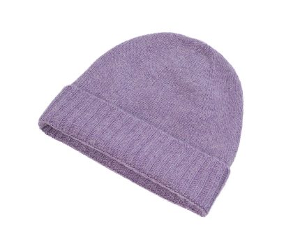 Plain Knit Ladies Beanie Rib Turn Up Heather
