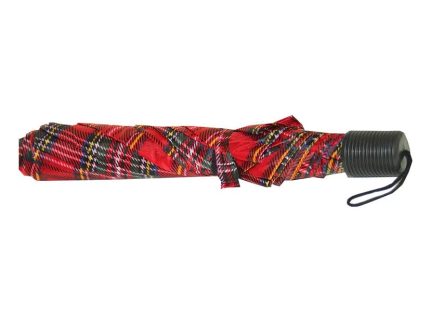 Red Tartan Compact Umbrella – Stylish Folding Umbrella for Rain & Travel