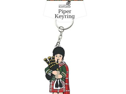 Scottish Metal & Epoxy Keyrings – Piper, Nessie, Bagpipes or Coo